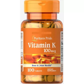 Vitamina K 100 Mcg 100 Tabs Puritans Pride Gmo Gluten Free