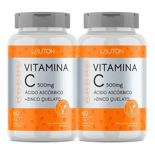 Vitamina C 500mg Pote Com 120 Cápsulas Lauton Nutrition