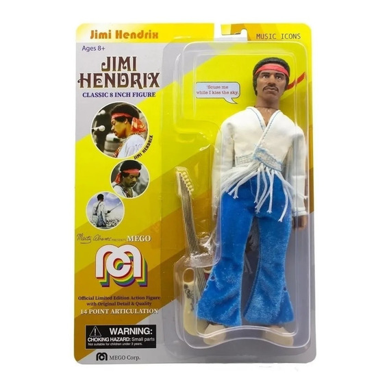 Muñeco Jimi Hendrix Figura Articulada 20cm Original Mego