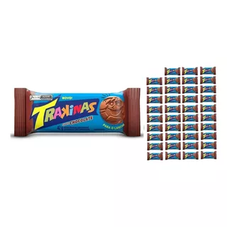 Biscoito Trakinas Chocolate 42g - Caixa Com 40 Unidade