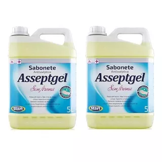 2 Sabonetes Antisseptico 5l Asseptgel Sem Cheiro Start