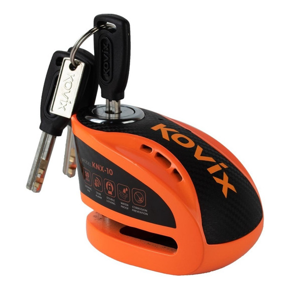 Candado Disco Moto Kovix Knx10 Alarma 120db Doble Lock 10mm Color NARANJO