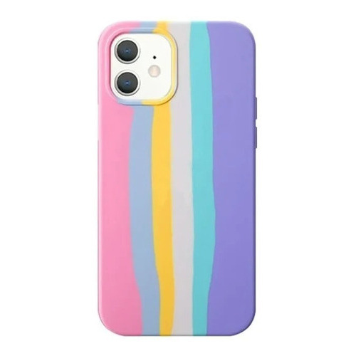 Funda Case Protectora Arcoiris Generica Compatible iPhone Nombre Del Diseño iPhone 12 Pro Max Color Pastel Arcoiris