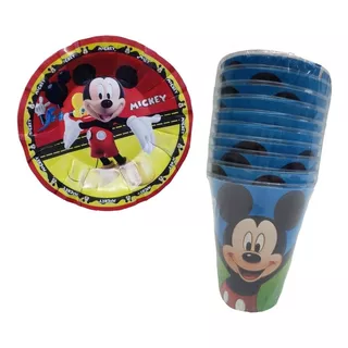 Mickey Mouse.  Kit Fiesta Para 20 Niños, Platos, Vasos