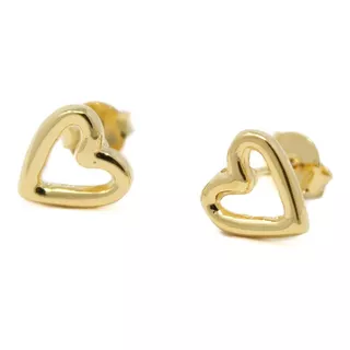 Aretes De Corazón Hueco En Chapa De Oro De 22k