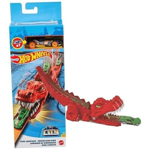 Lanzador T-rex Mattel Gvf41 de Hot Wheels City con forma de dinosaurio