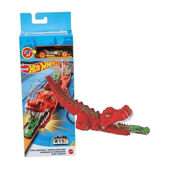 Lanzador T-rex Mattel Gvf41 de Hot Wheels City con forma de dinosaurio