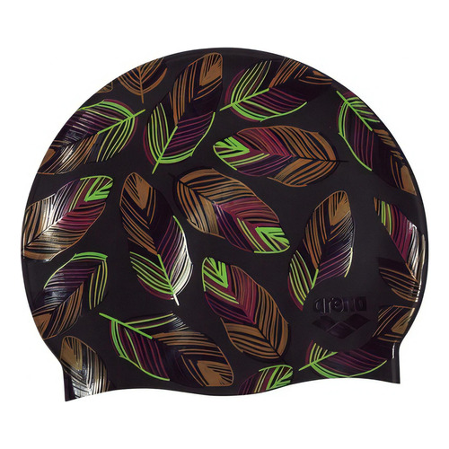 Gorra De Natación Arena Print 2 Falling Leaves Color Negro Diseño de la tela Estampado Tamaño Único