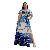 Vestido Largo De Seda Exclusivo Estampado Para Mujer 