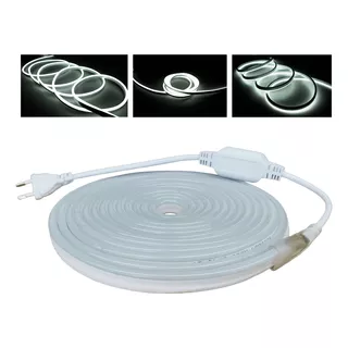 Mangueira Led Neon Branco Frio 6k 17m 8x16mm + Conector Cor Da Luz Branco-frio 220v
