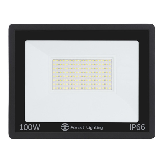 Reflector LED Forest Lighting WY20-07-100 100W con luz blanco frío y carcasa negro 176V/264V