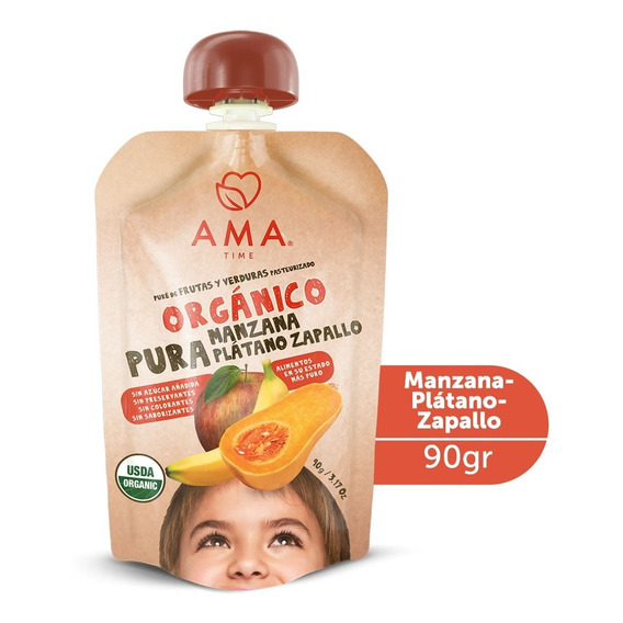 Ama Pure Manzana Platano Zapallo Organico 90 G