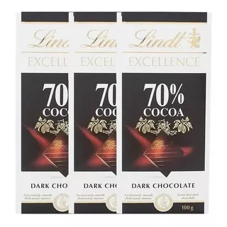 Kit 3 Chocolate Lindt Excellence - Chocolate 70% Cacau 100g