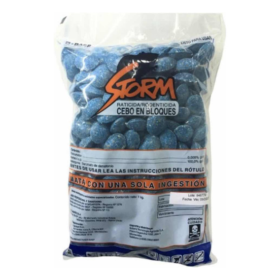 Raticida Veneno Ratas Pastilla Azul Storm 1 Kg