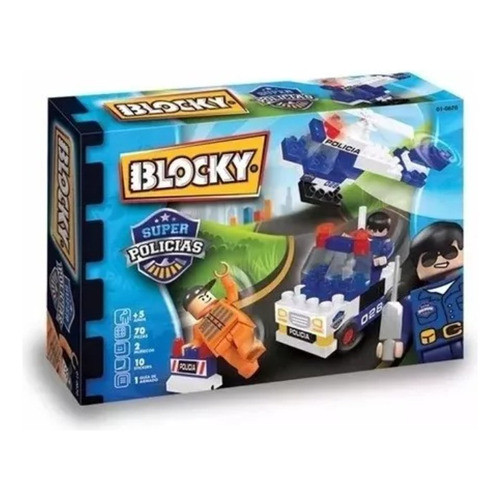 Bloques encastre Blocky Super Policías X 70 Pzas Para Construir