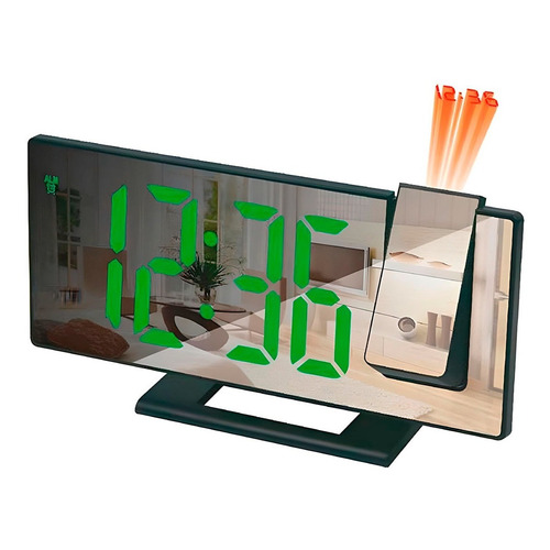 Reloj Proyector Digital Led Espejo Despertador Color Negro
