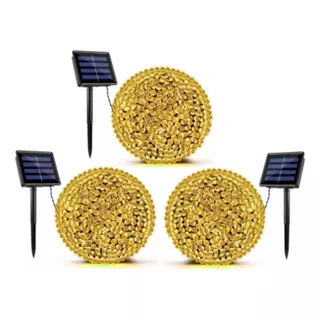 Guirnalda Pack X3 Solar Navideña 10 Metros 100 Led Cálida