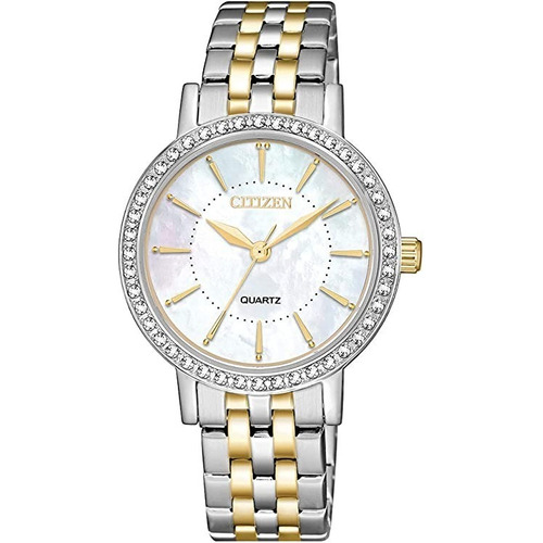 Citizen Women's Quartz Steel El3044-89d ........... Dcmstore Color de la correa Plata y Oro Color del bisel Plata Color del fondo Madre Perla