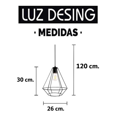 Colgante Jaula 1 Luz Diamante Orleans Vintage Negro Apto Led