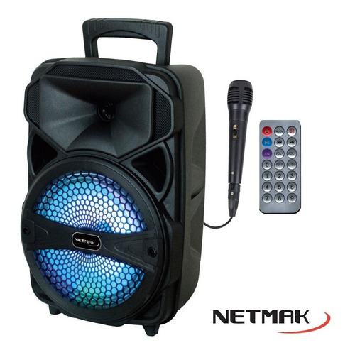 Parlante Bluetooth Netmak Fama Karaoke Portatil C/mic Potente Led