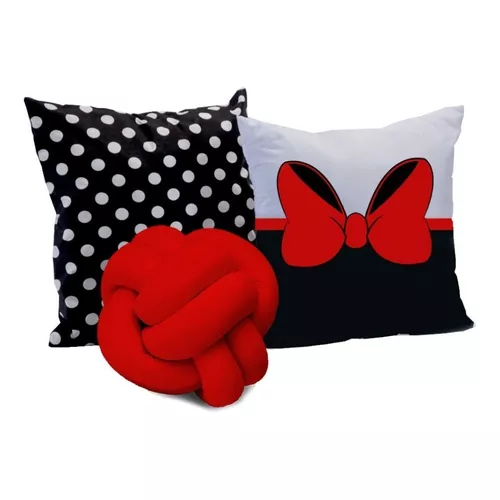 Kit de 3 almohadas decorativas y 1 cojín con forma de nudo escandinavo de  color rojo LILI BOW