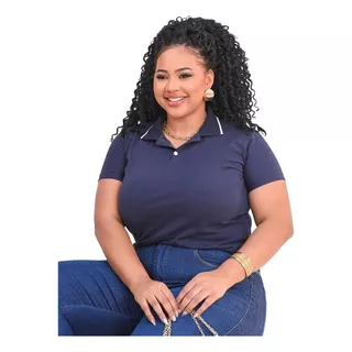 Gola Polo Plus Size Básica Confortavel Uniforme Feminina