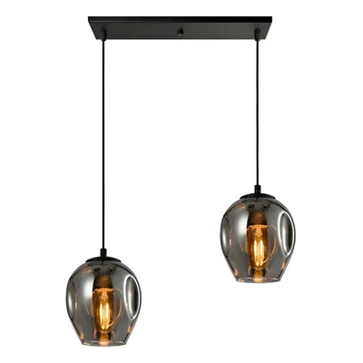 Colgante 2 Luces Ástrid Humo Apto Led Vidrio Moderno Ahumado