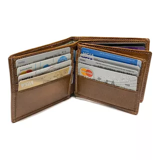 Billetera Hombre Cuero Capacidad Para 20 Tarjetas Porta Documentos Pesos Euros Dolares 2 Div P/ Billetes Modelo 0077