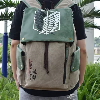 Mochila Urbana Shuang.w Qt Attack On Titan Color Marrón Claro Diseño Attack On Titan 25l