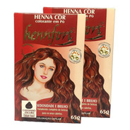 Kit 2 Henna Hennfort Em Pó 65g - Castanho Escuro
