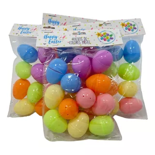 48 Huevos Cascarones Plastico Pascua Colores Pasteles Fiesta