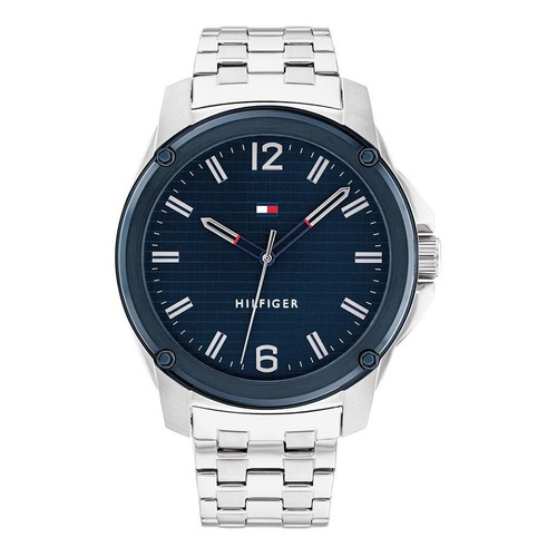 Reloj Tommy Hilfiger Para Hombre De Acero Plateado 1710487 Color del bisel Azul Color del fondo Azul acero