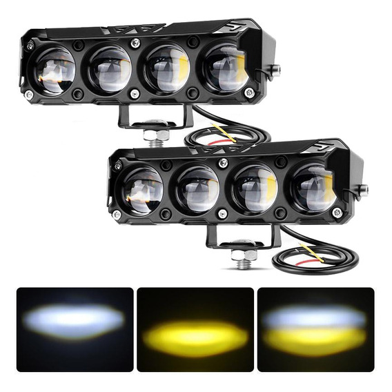 Faros Auxiliares Led De Doble Color Para Auto, Moto, 2 Pzs