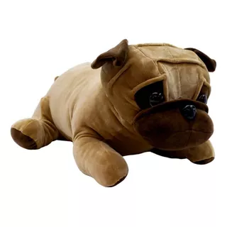 Cachorro Pug Marrom Deitado Cachorrinho Pelúcia 46cm