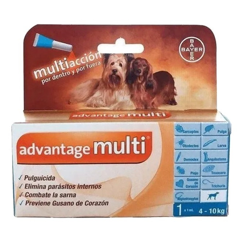 Pipeta antiparasitario para pulga Bayer Advantage Multi para perro de 4kg a 10kg color celeste