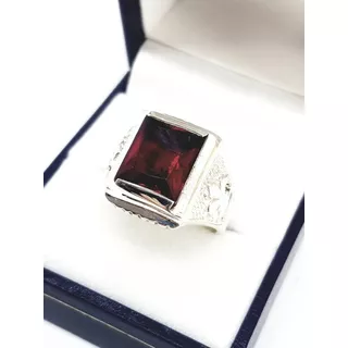 Anillo Plata 925 Sello Flor De Liz Piedra Roja Encamisado!!!