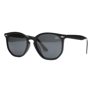 Óculos De Sol Preto Polarizado Uv400 Hexagonal Casual Estojo