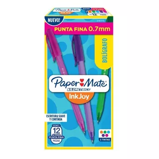Lapiz Pasta Punta Fina 12 Colores Surtidos Inkjoy Paper Mate
