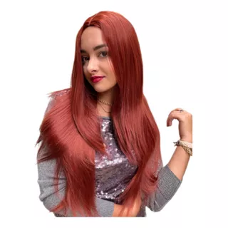 Peruca Wig Ruiva Vermelha Lisa Premium 70cm Promoção