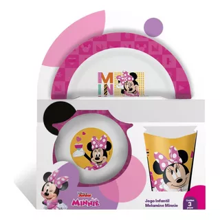 Jogo De Refeição Melamine Minnie Kit Com 3 Peças - Tuut