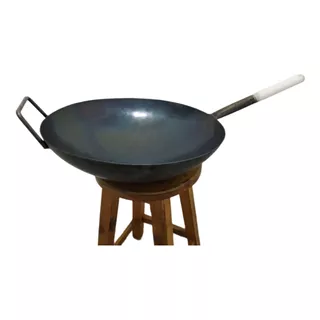 Wok Paila Industrial En Hierro 40 Cm Con Mango