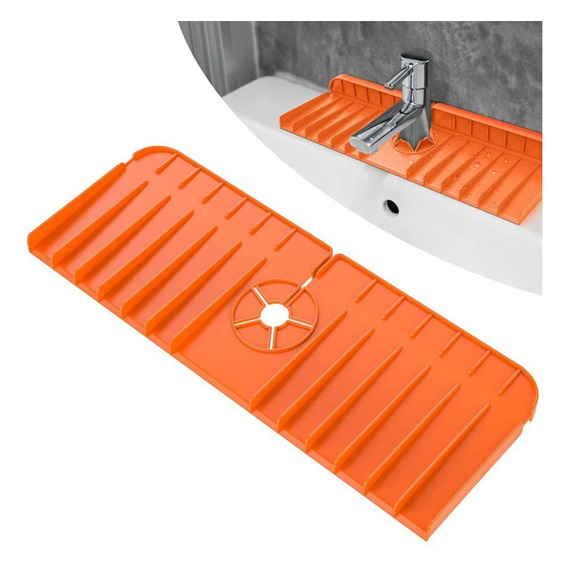 Alfombrilla Silicona Para Grifo Contra Salpicaduras Naranja 