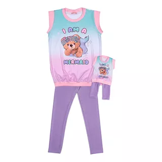 Conjunto Urso Sereia Legging Ma0239 +roupa Boneca Marthiê