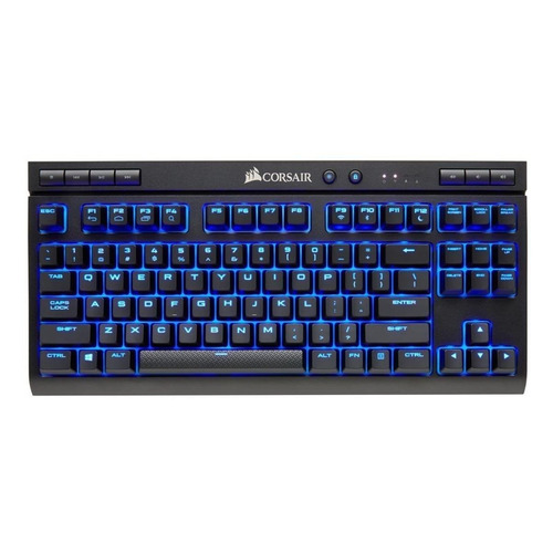 Teclado gamer bluetooth Corsair K63 Wireless QWERTY Cherry MX Red español España color negro con luz azul