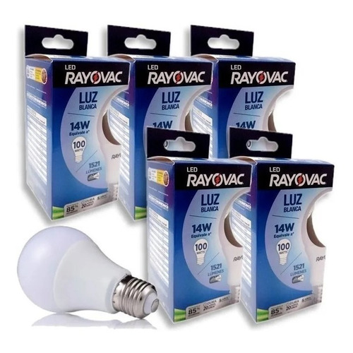 Lampara Led Blanca Rayovac 14w 100w 1521 Lumens E27 Pack X6 Color de la luz Blanco frío