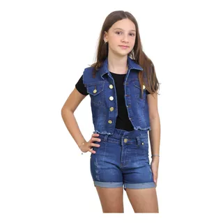 Colete Infantil Menina Jeans Desfiado