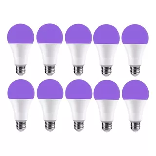 Foco Led Luz Negra Ultravioleta Uva Rosca E27 A19 10 Pzas