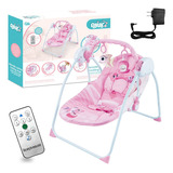 Silla Mecedora Para Bebes Columpio Control Remoto Mosquitero Color Rosa