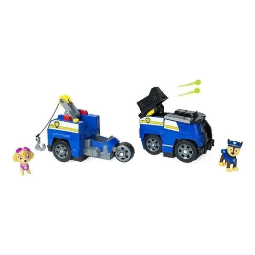 Vehículo De Rescate Paw Patrol 2 En 1 Con 2 Cachorros Chase Color Azul