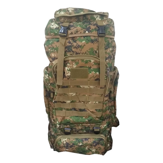 Mochila Para Camping Trekking Outdoor Tm Camuflado Verde 75l